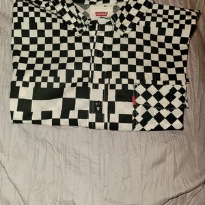 Levi's Short Sleeve Shirt Check Blk/White